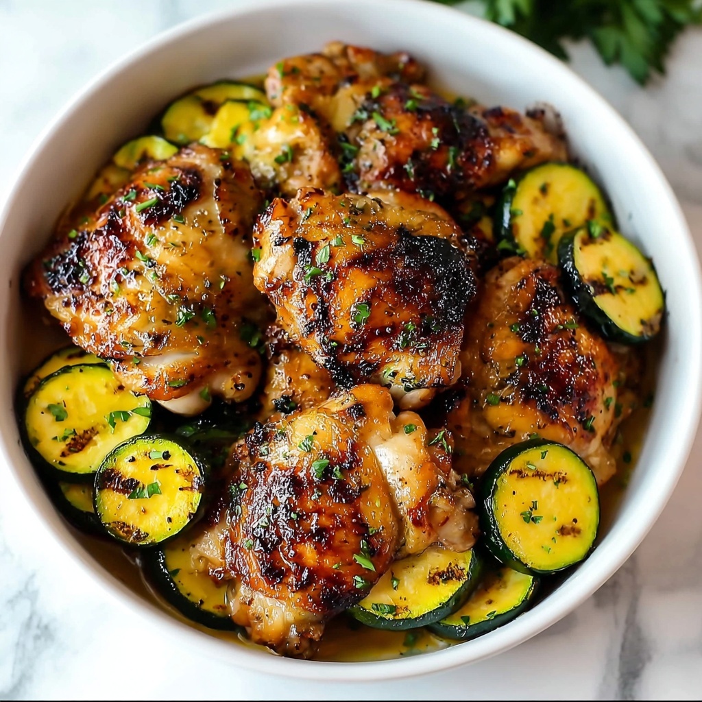 Asado Chicken Thighs with Lemon Zucchini Skillet Recipe - Recipe Image