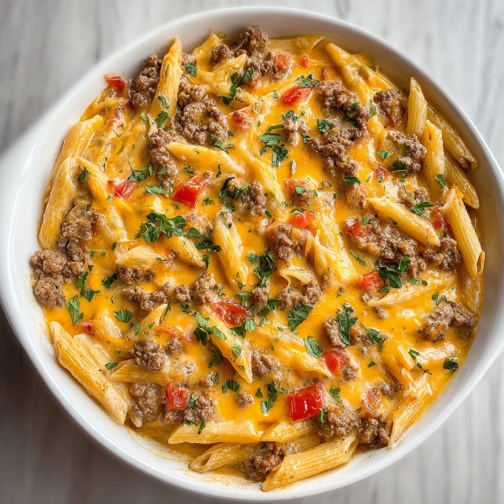 Creamy Rotel Pasta with Ground Beef and Cheddar Recipe - Recipe Image