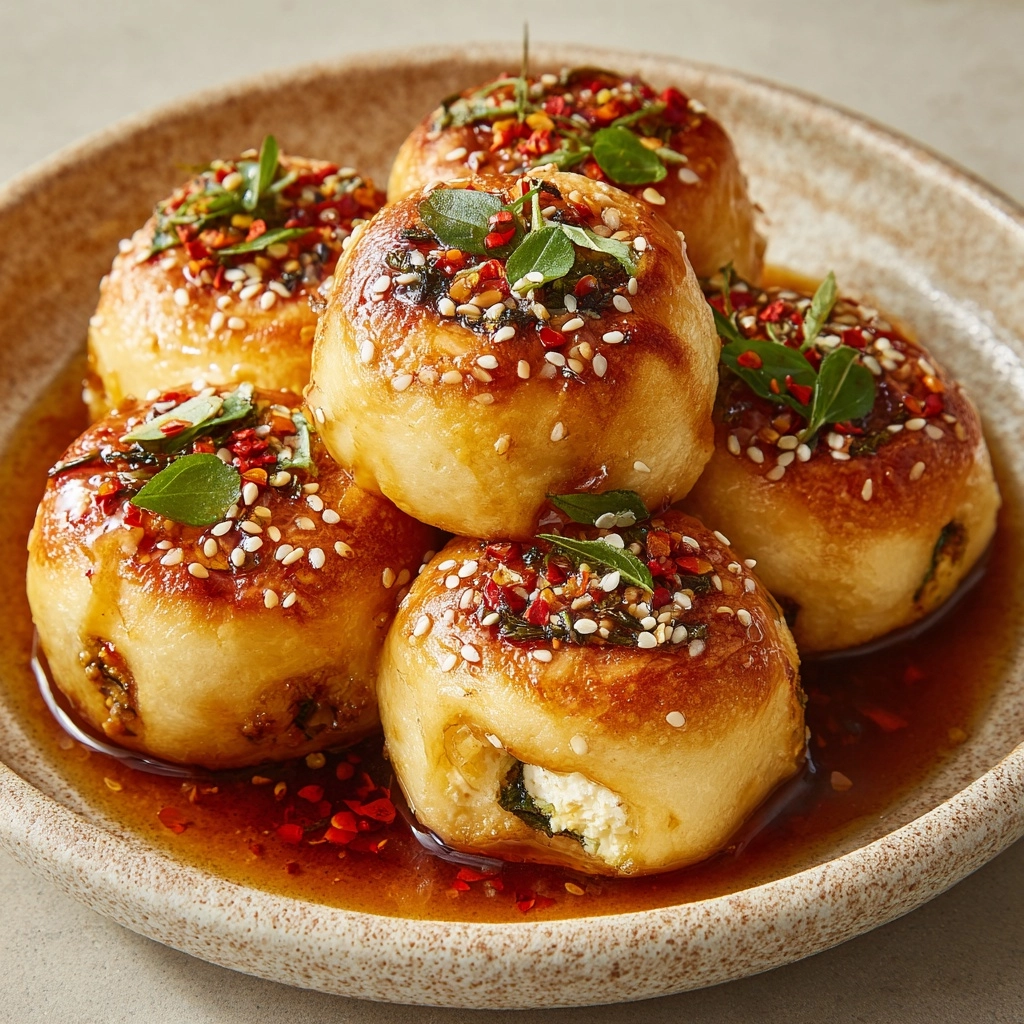 Crispy Oven Fried Feta Rolls with Chili Honey Recipe - Recipe Image
