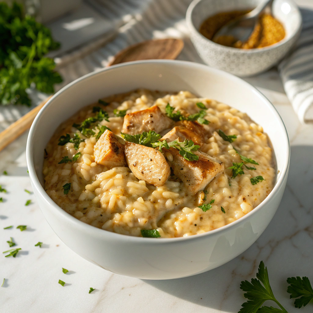 Creamy Chicken and Rice Casserole with Cheddar and Panko Topping Recipe - Recipe Image