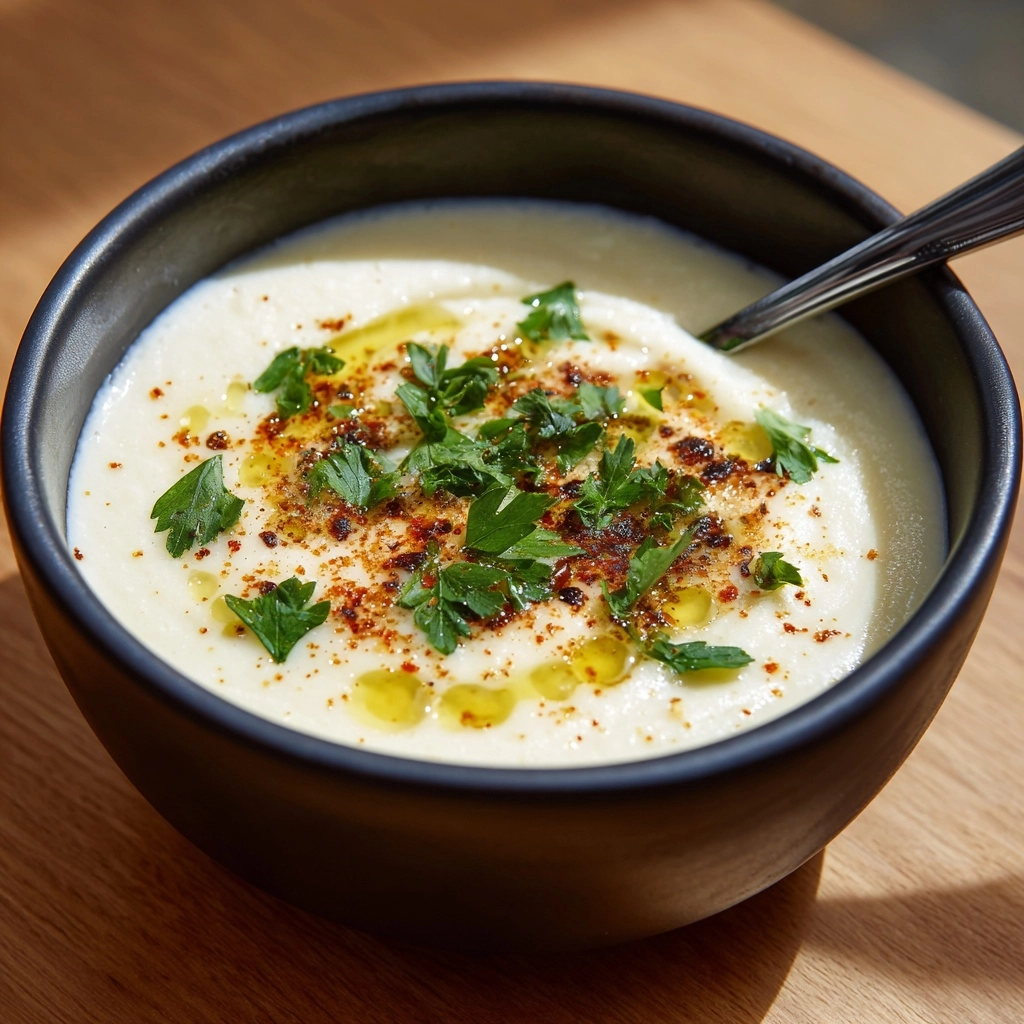Cheddar Cauliflower and Roasted Garlic Soup Recipe - Recipe Image