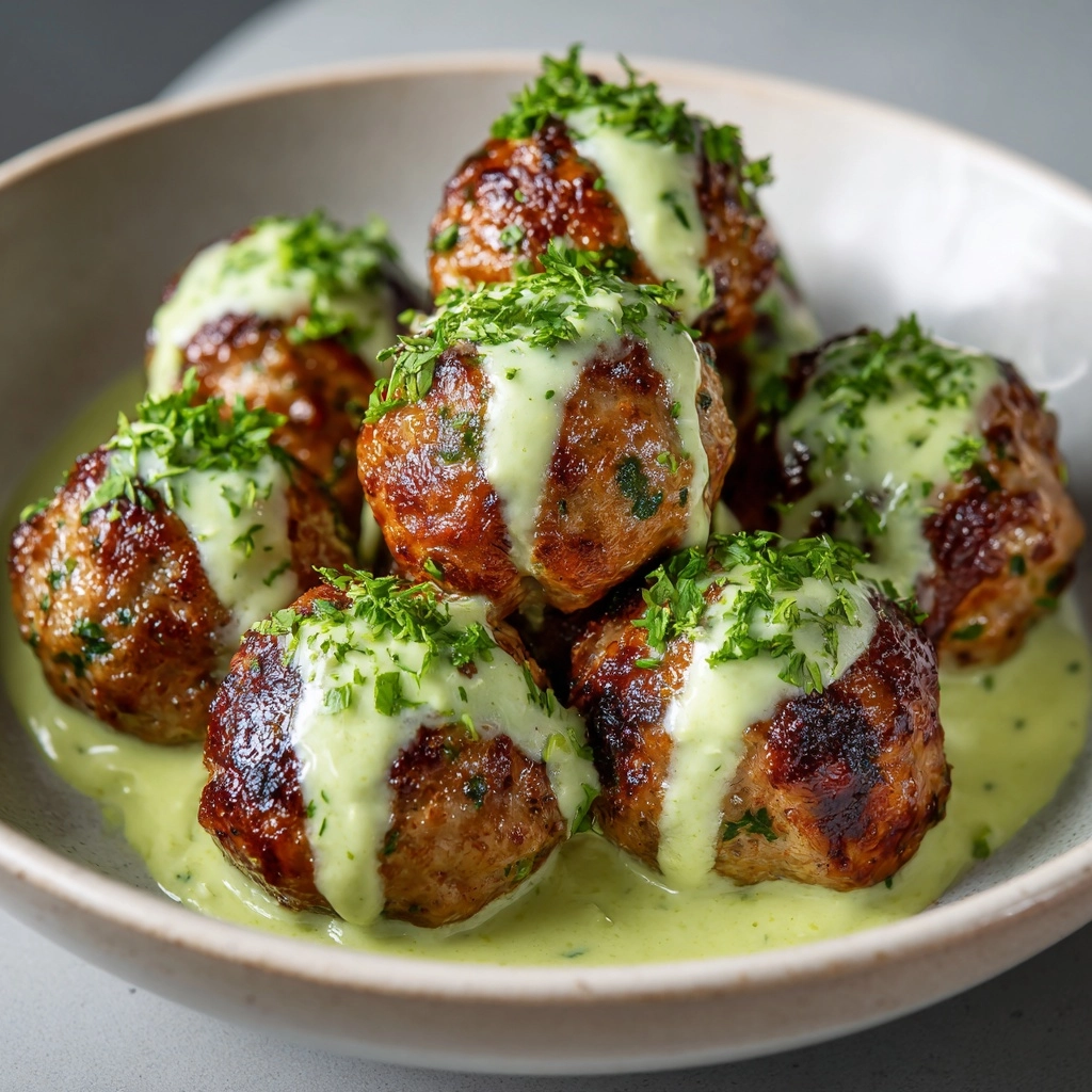Baked Salmon Meatballs with Avocado Sauce Recipe - Recipe Image