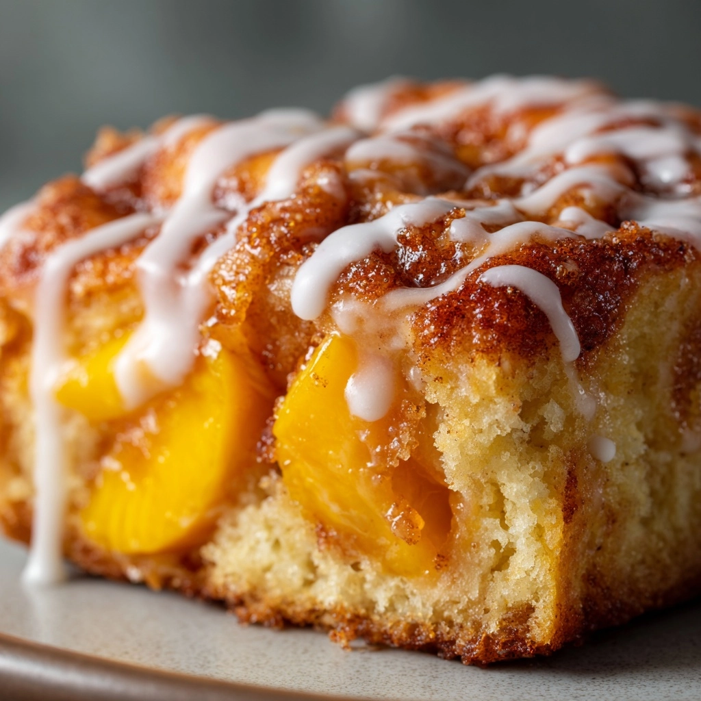 Spiced Peach Cobbler Cinnamon Rolls with Creamy Frosting Recipe - Recipe Image