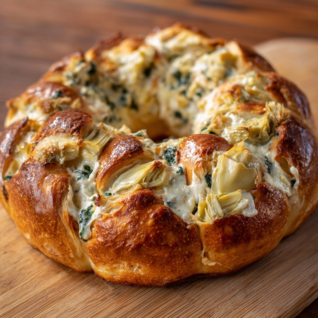 Spinach Artichoke Dip Bread Ring Recipe - Recipe Image