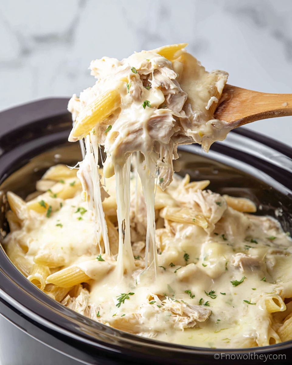 Crock Pot Chicken Alfredo Casserole Recipe - Recipe Image