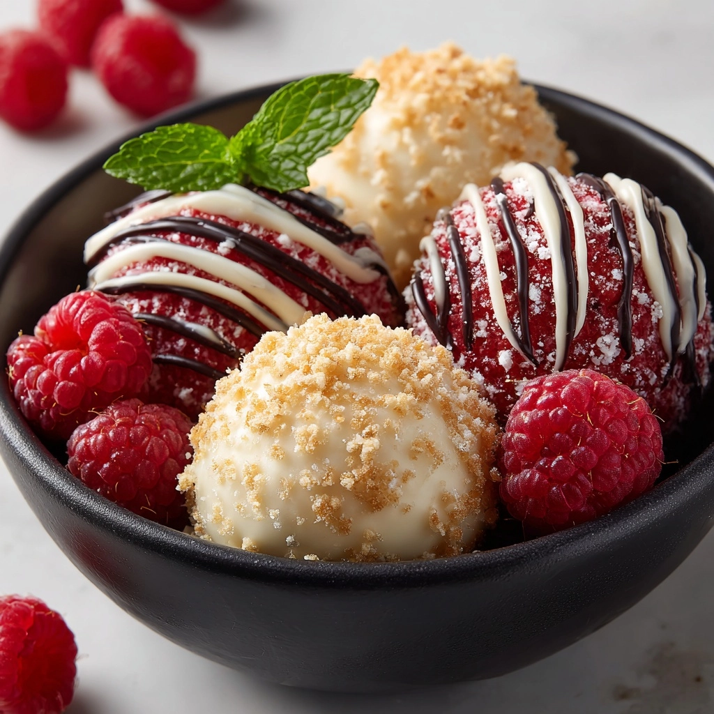 White Chocolate Raspberry Cheesecake Balls Recipe - Recipe Image