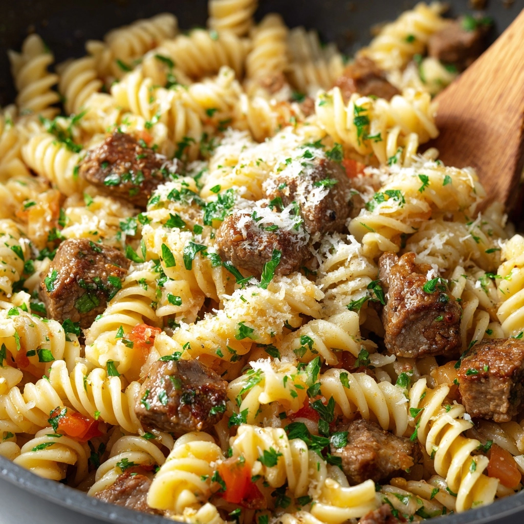 One Pot Beef and Garlic Butter Pasta Recipe - Recipe Image