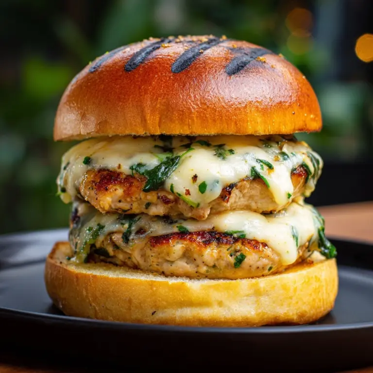 White Cheddar and Spinach Chicken Burgers Recipe