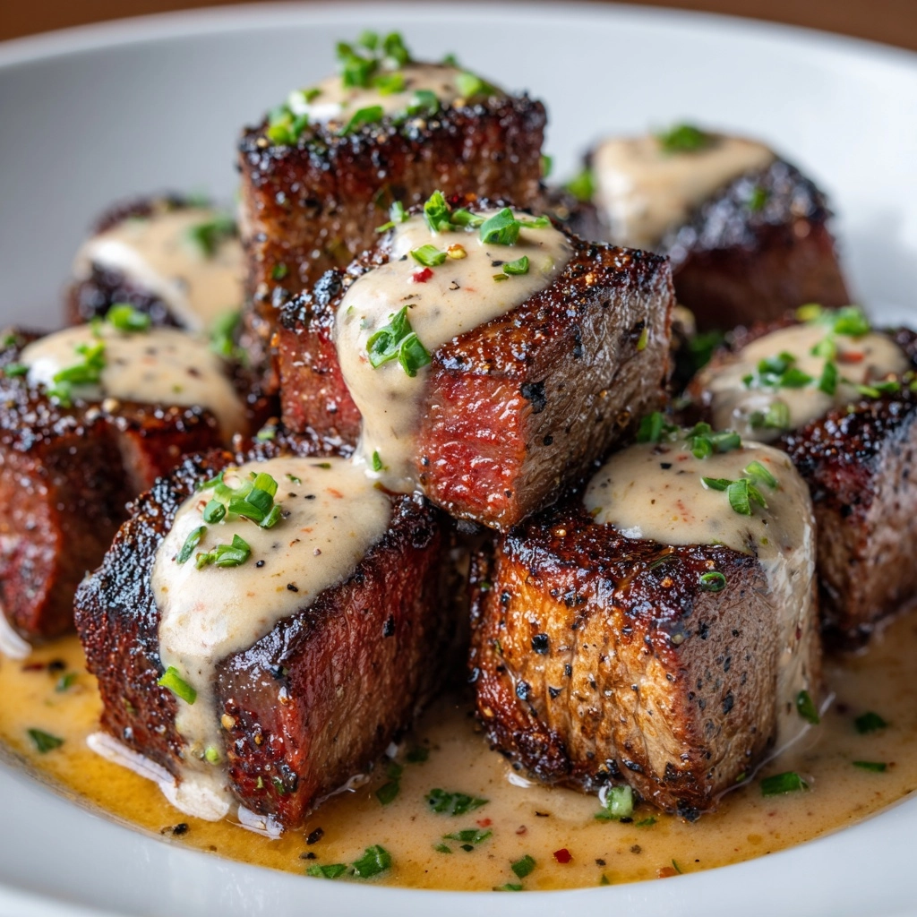 Garlic Butter Steak Bites with Parmesan Cream Sauce Recipe - Recipe Image