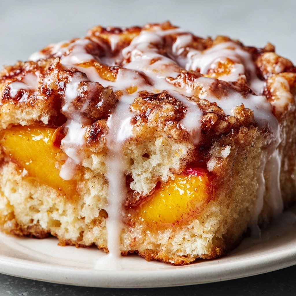 Spiced Peach Cobbler Cinnamon Rolls with Creamy Frosting Recipe - Recipe Image