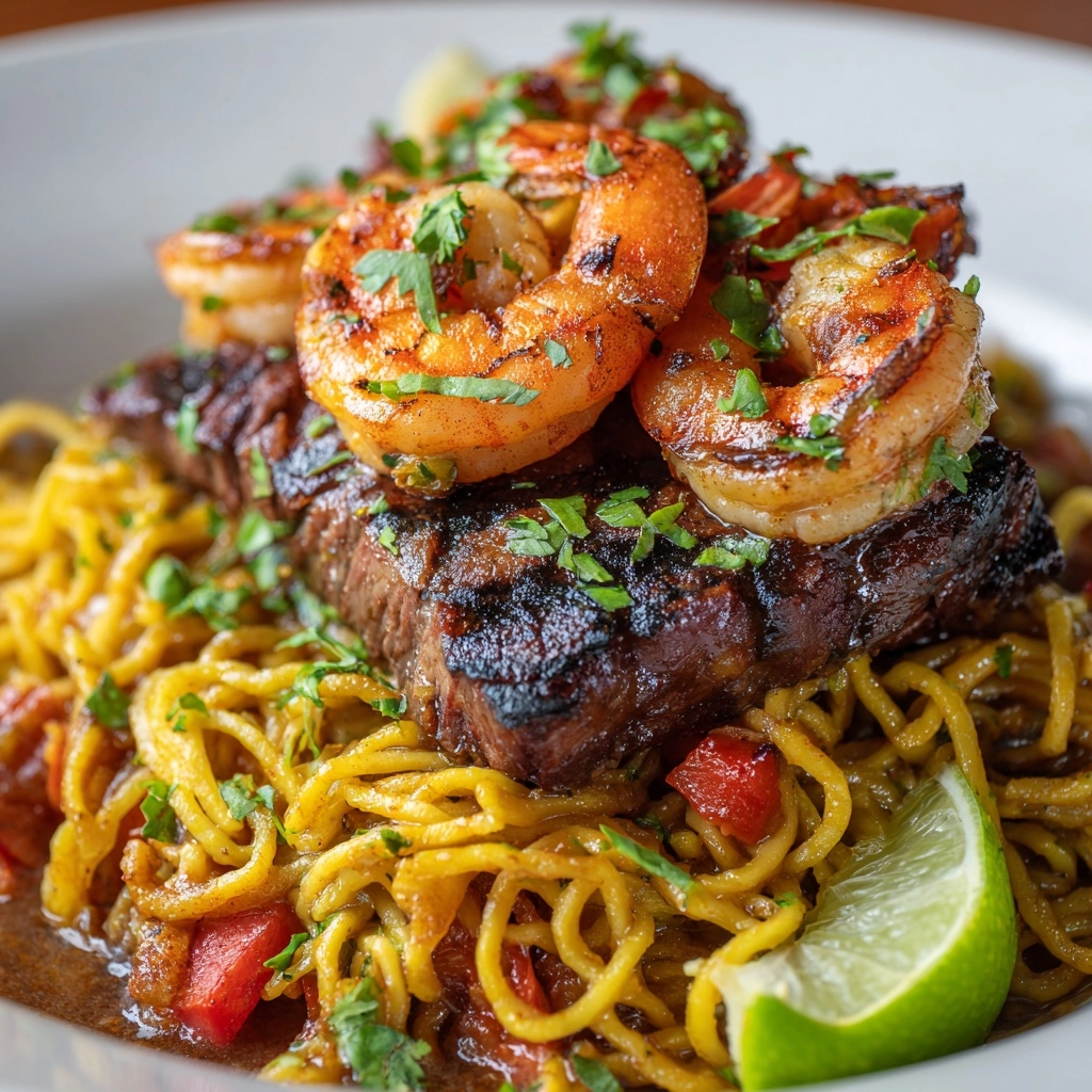 Steak & Shrimp Noodles Recipe - Recipe Image