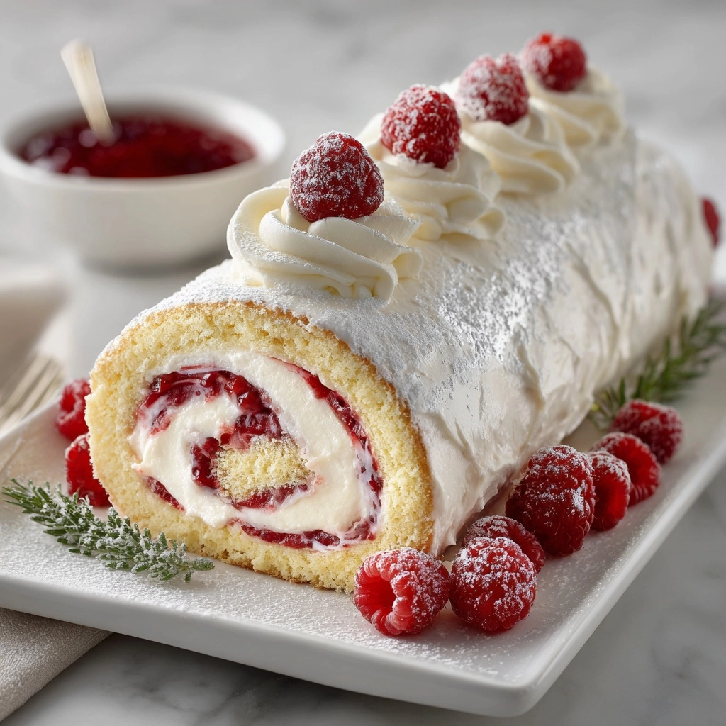 Christmas Raspberry Cake Roll Recipe - Recipe Image