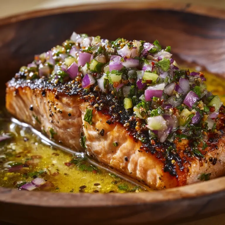Miso Butter Salmon with Sizzled Scallion Salsa Verde Recipe
