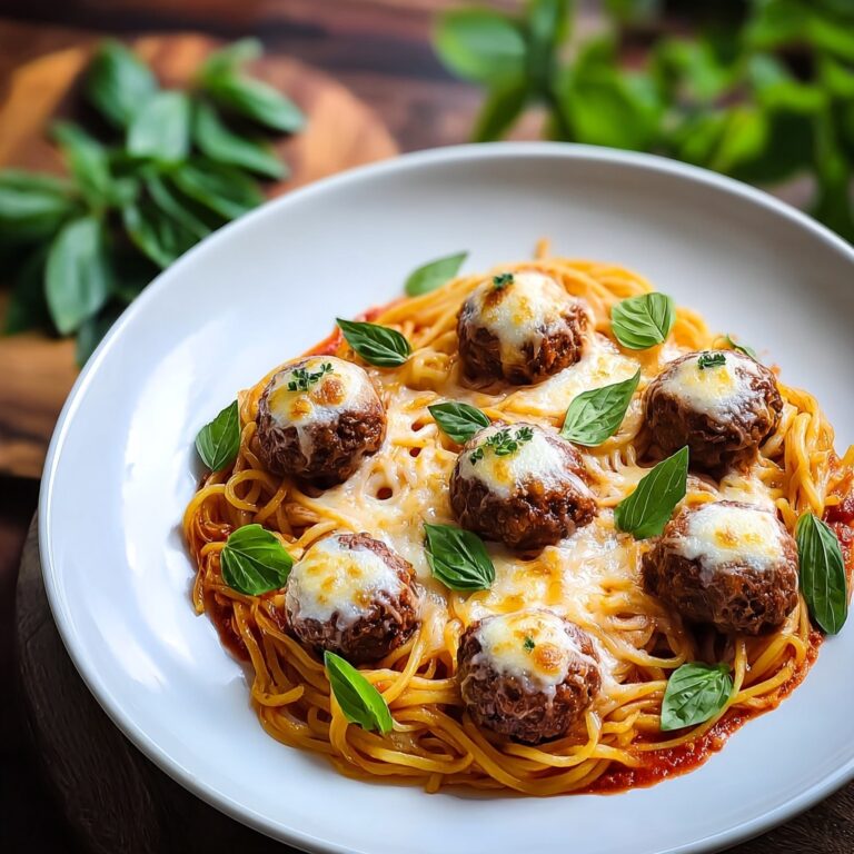 Irresistibly Cheesy Baked Spaghetti and Meatballs Delight Recipe