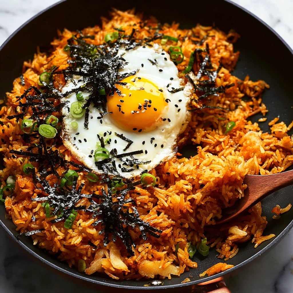 Kimchi Fried Rice with Enoki Mushrooms and a Sunny-Side-Up Egg Recipe - Recipe Image