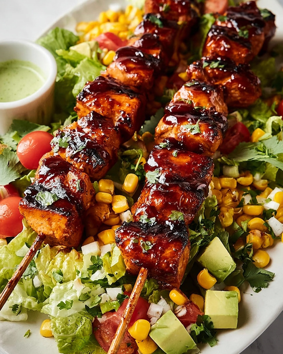 BBQ Chicken Skewer Salad Recipe - Recipe Image