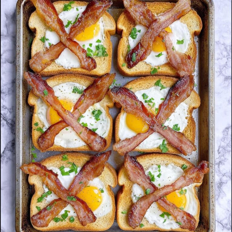 Sheet Pan Egg in a Hole with Crispy Bacon and Parmesan Recipe
