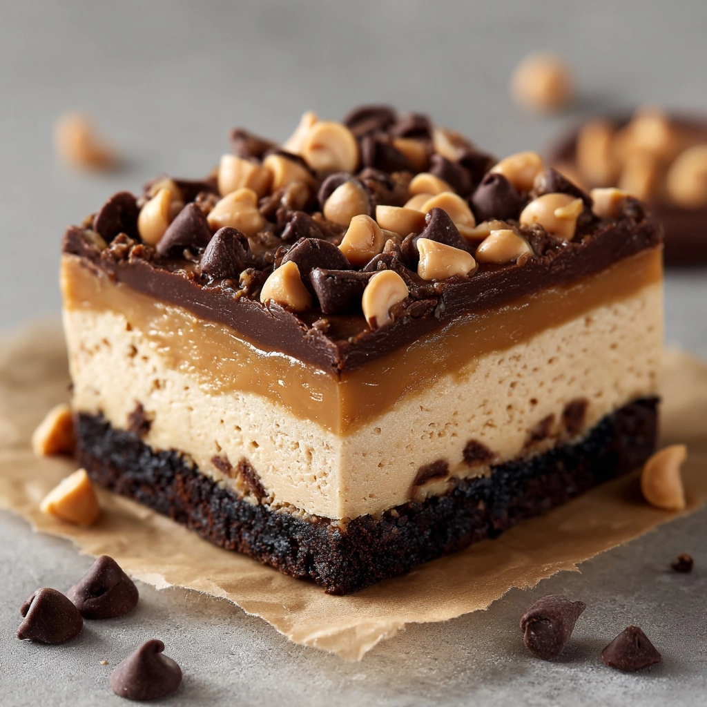 Chocolate Peanut Butter Cheesecake Bars Recipe - Recipe Image