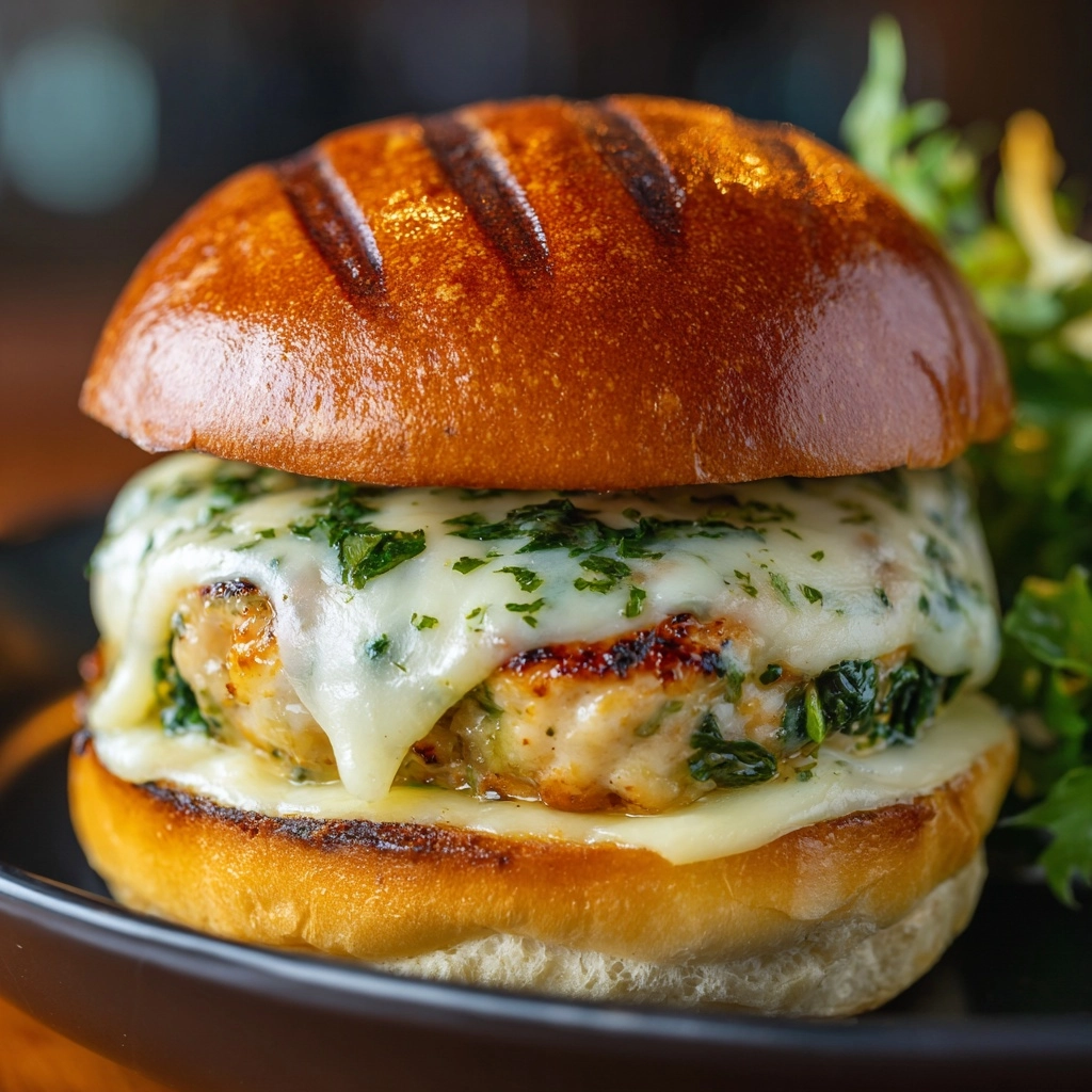 White Cheddar and Spinach Chicken Burgers Recipe - Recipe Image