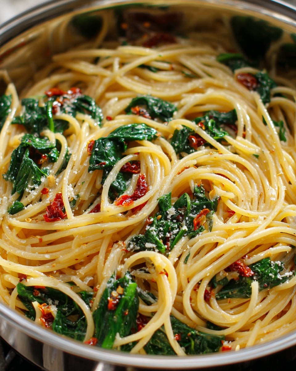 Spaghetti & Spinach with Sun-Dried Tomato Cream Sauce Recipe - Recipe Image