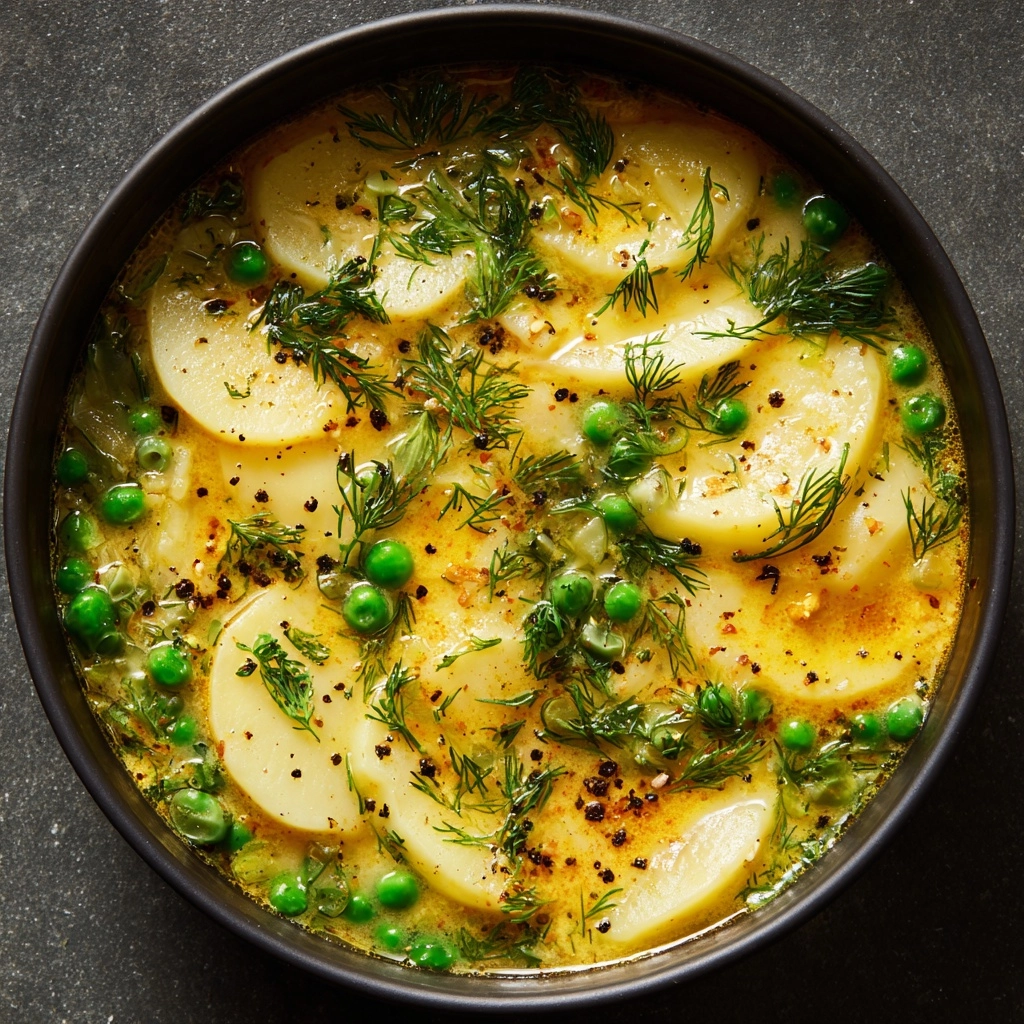 Creamy Potato and Pea Soup Delight Recipe - Recipe Image