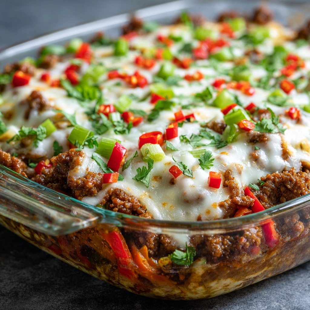 Southern Five-Layer Beef Casserole Recipe - Recipe Image