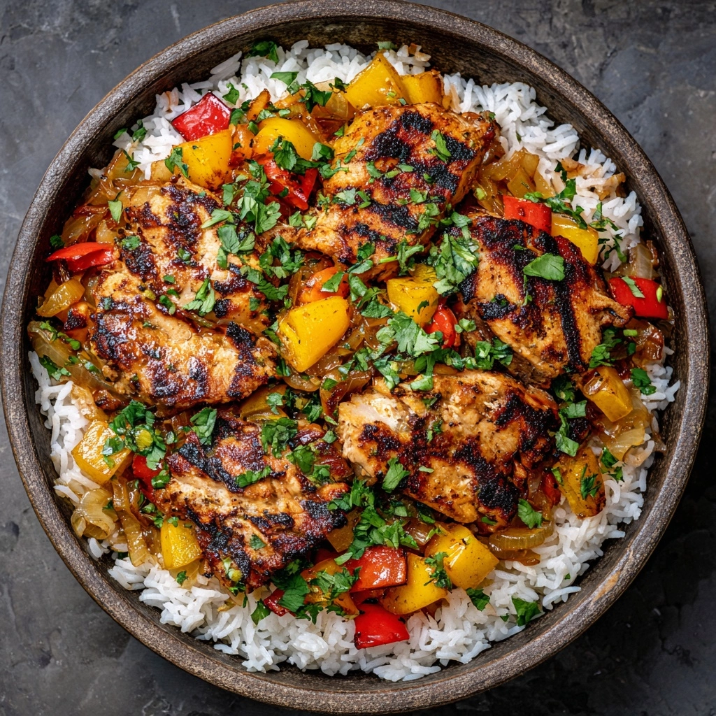 Spiced Chicken with Fragrant Rice and Colorful Vegetables Recipe - Recipe Image
