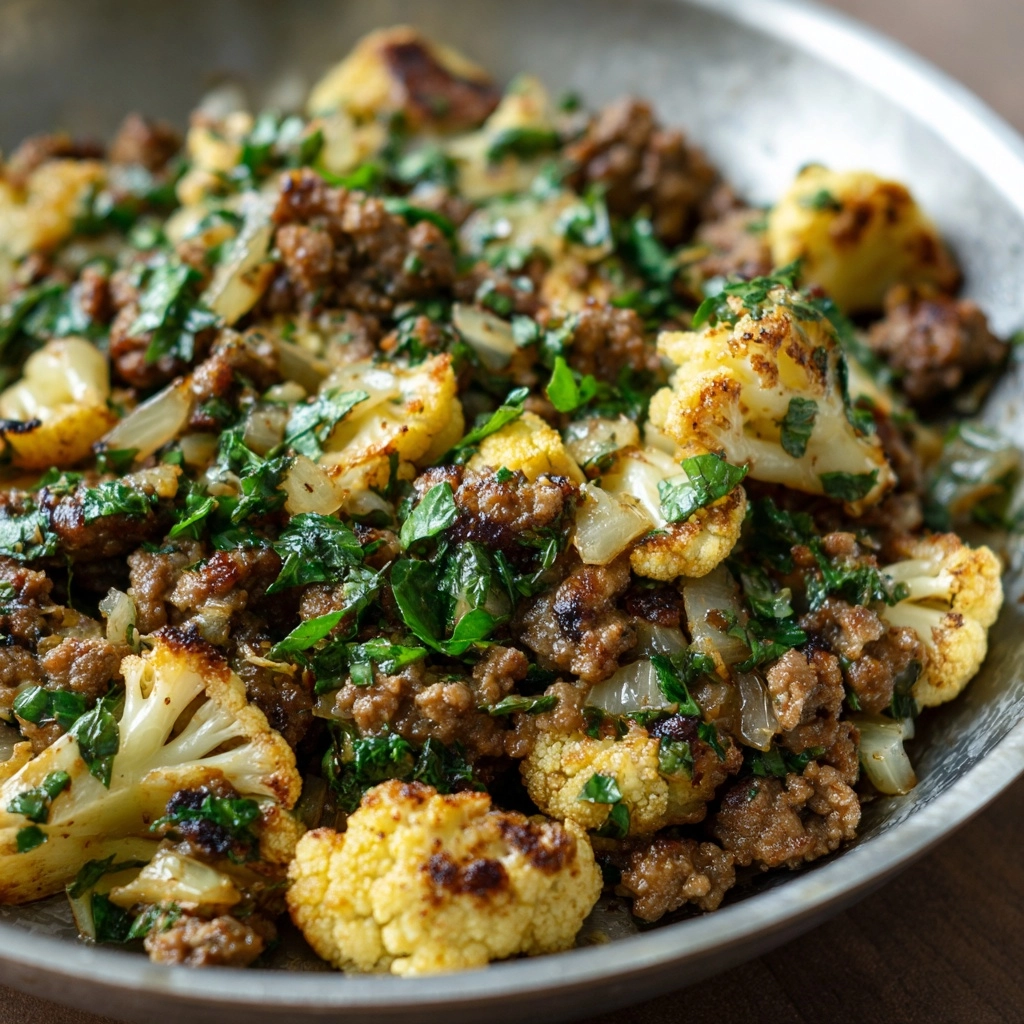 Garlic Butter Ground Turkey with Cauliflower Skillet Recipe - Recipe Image