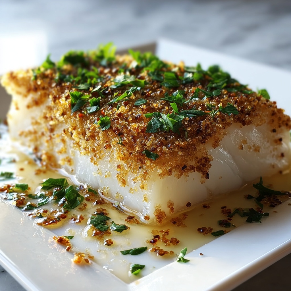 Easy Garlic Parmesan Crusted Halibut Recipe - Recipe Image