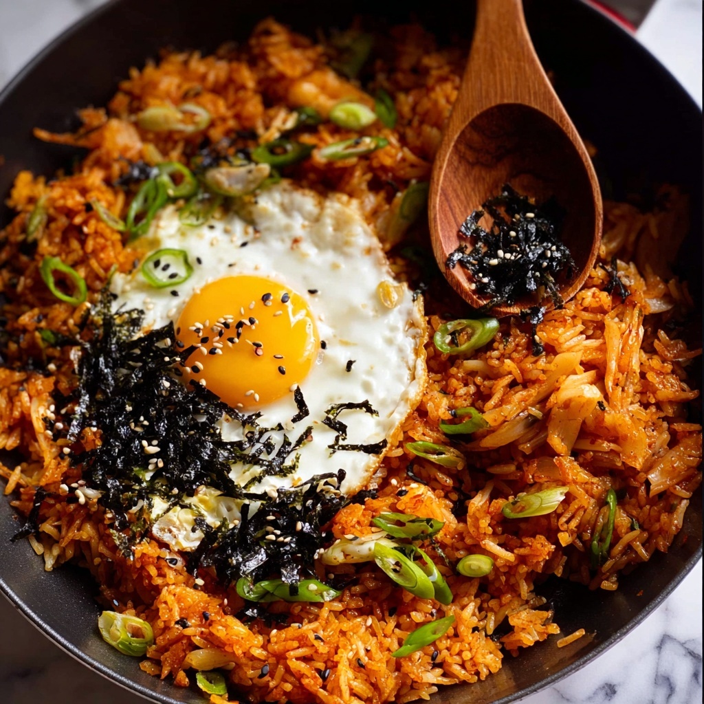 Kimchi Fried Rice with Enoki Mushrooms and a Sunny-Side-Up Egg Recipe - Recipe Image