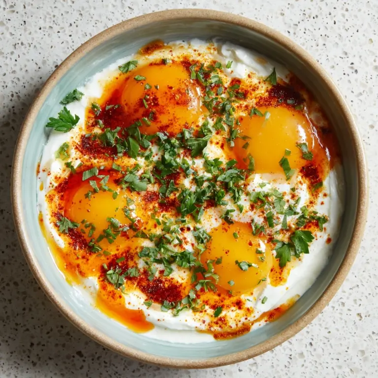 Turkish Eggs (Çılbır) with Spicy Yogurt and Poached Eggs Recipe
