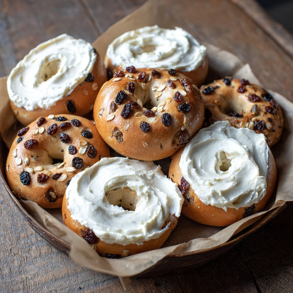 Cinnamon Raisin Bagels with Cream Cheese Recipe - Recipe Image