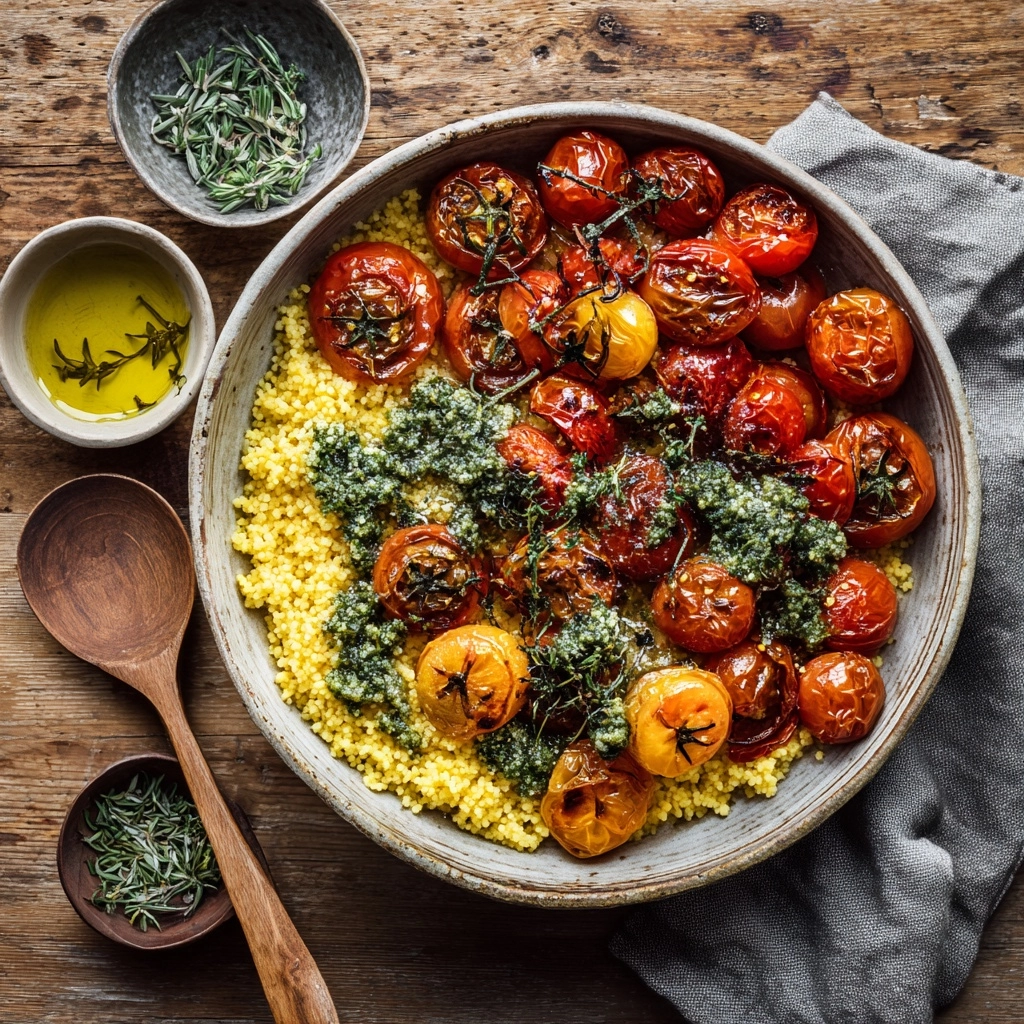 Roast Cherry Tomato and Thyme Risotto with Basil Pesto Recipe - Recipe Image