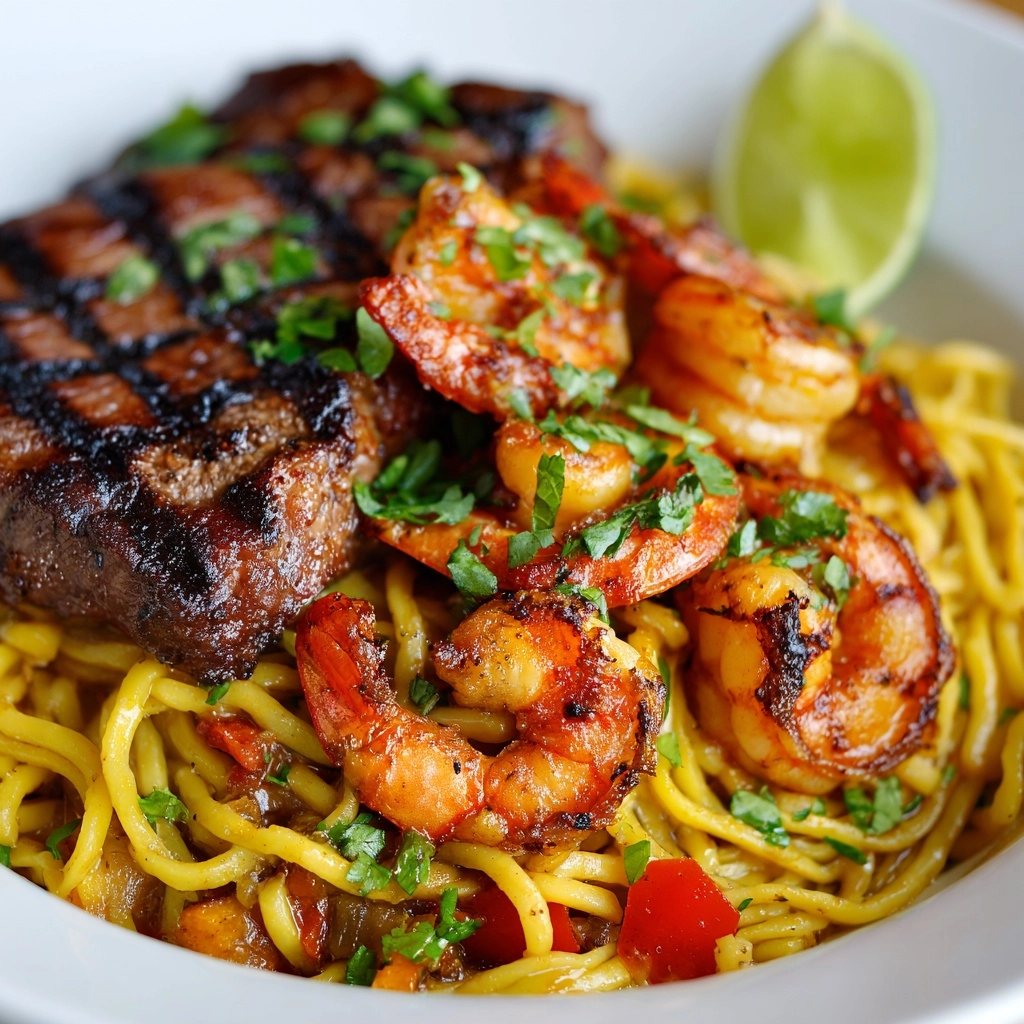 Steak & Shrimp Noodles Recipe - Recipe Image