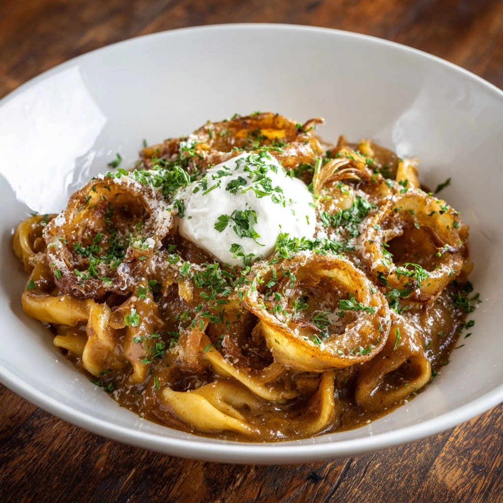 One Pot French Onion Pasta Recipe - Recipe Image