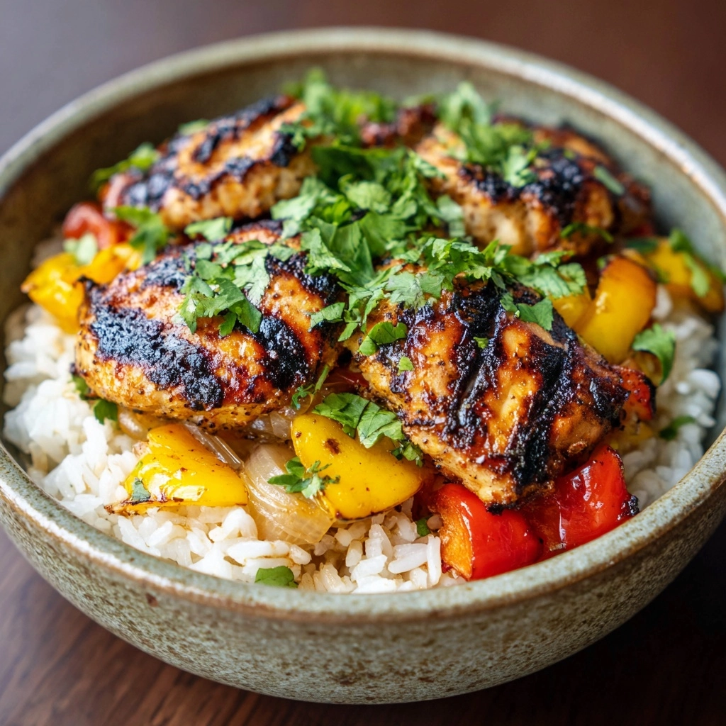Spiced Chicken with Fragrant Rice and Colorful Vegetables Recipe - Recipe Image