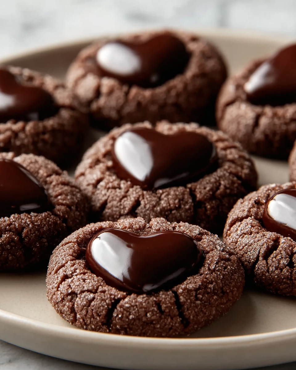 Heart-Shaped Chocolate Thumbprint Cookies Recipe - Recipe Image