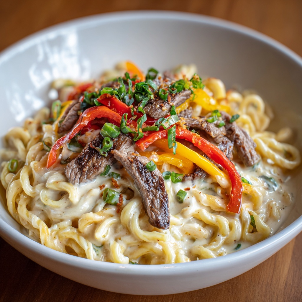 Philly Cheesesteak Pasta Recipe - Recipe Image