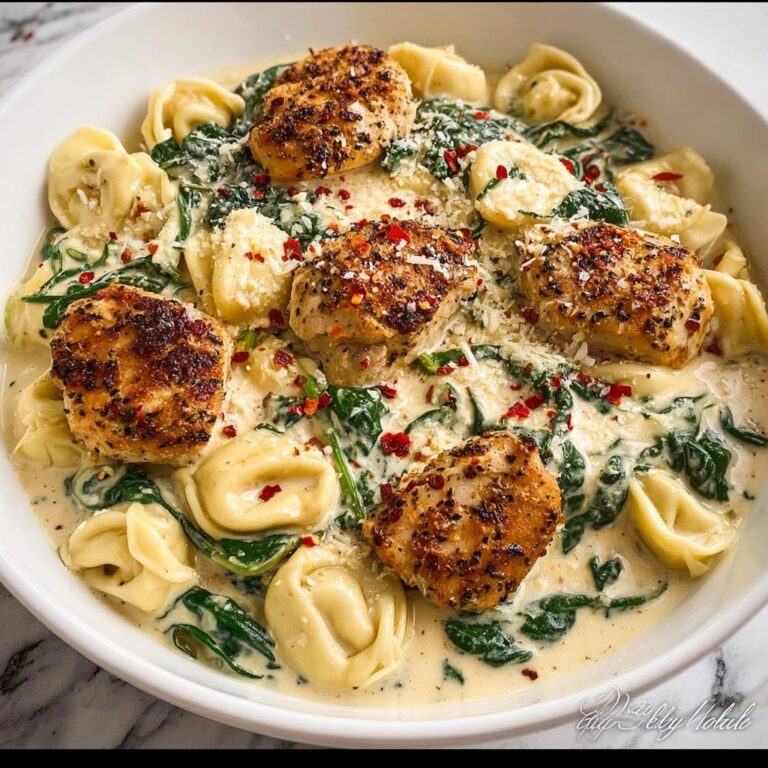 Creamy Chicken Tortellini with Spinach and Garlic Parmesan Cheese Recipe