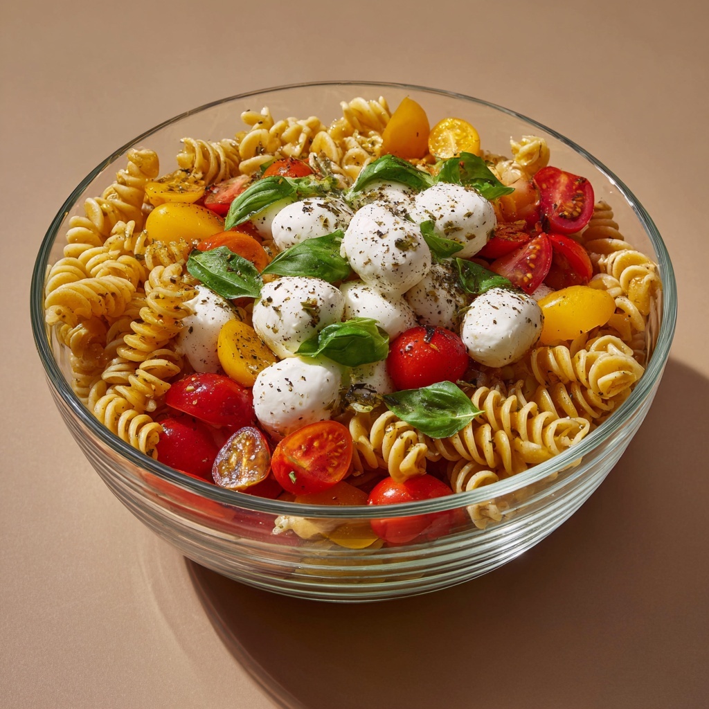 Creamy Caprese Pasta Salad Recipe - Recipe Image