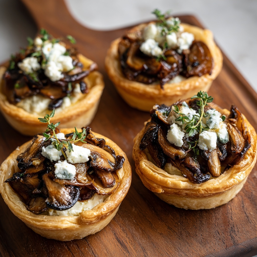 Mushroom Shallot and Herbed Goat Cheese Tarts Recipe - Recipe Image