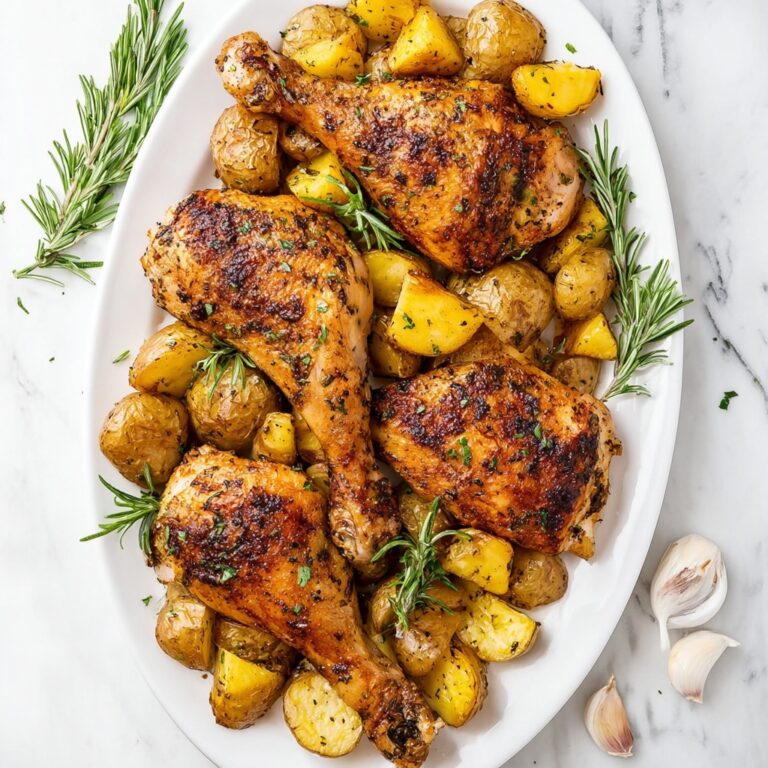 Rosemary Garlic Chicken Quarters with Roasted Potatoes Recipe