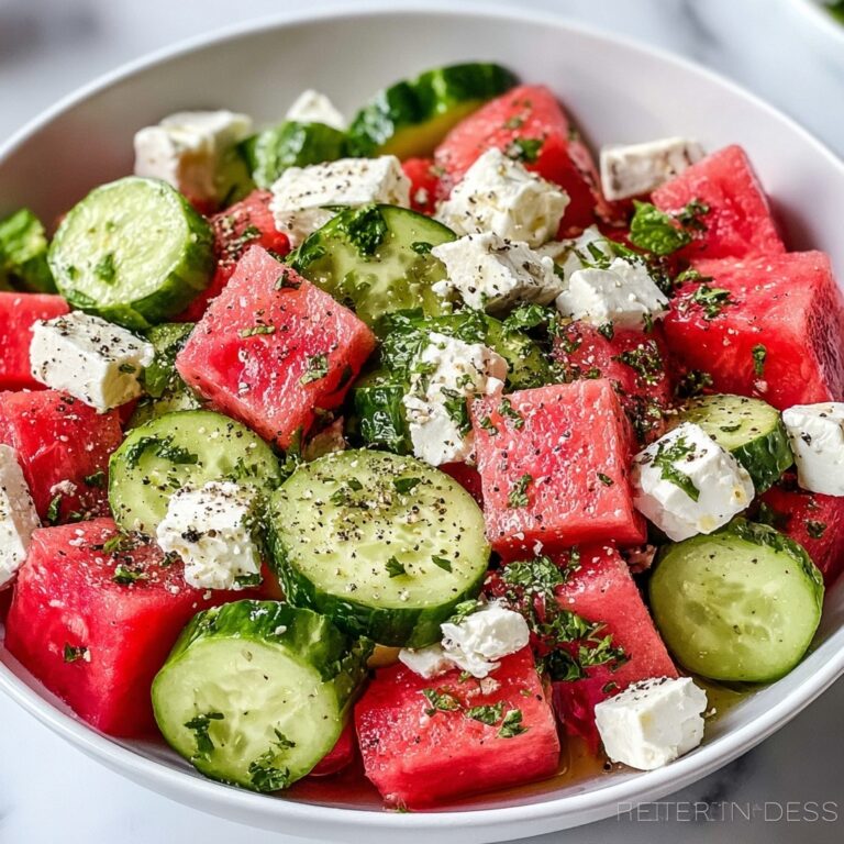 Simple Watermelon & Cucumber & Feta Salad Recipe