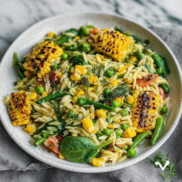 Grilled Corn Orzo Salad with Scallion Dill Dressing Recipe